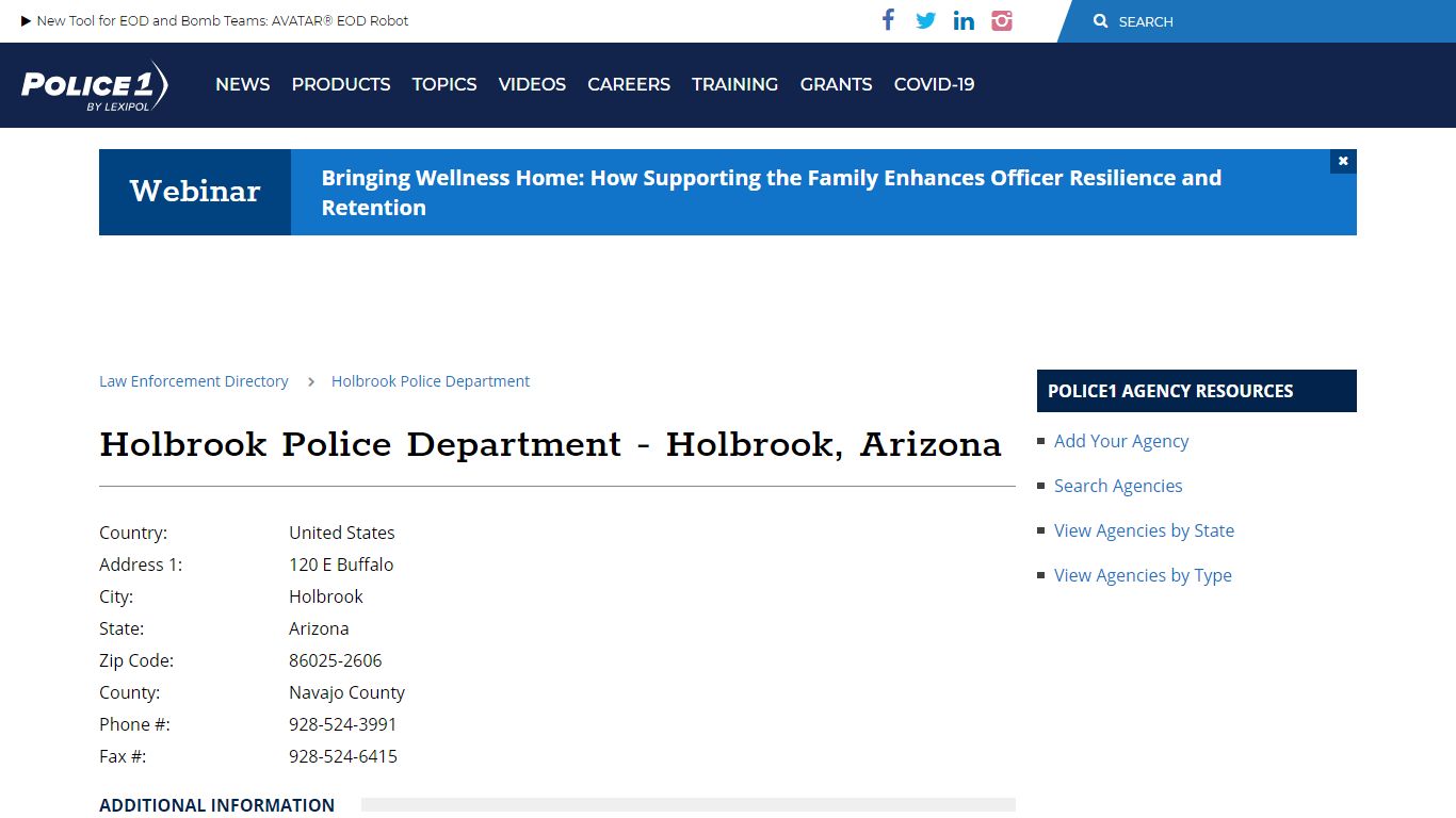 Holbrook Police Department - Holbrook, Arizona