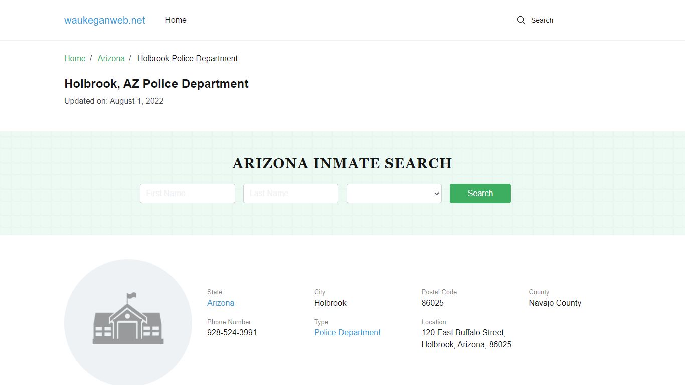 Holbrook, AZ Police Contacts, Arrests, Inmates